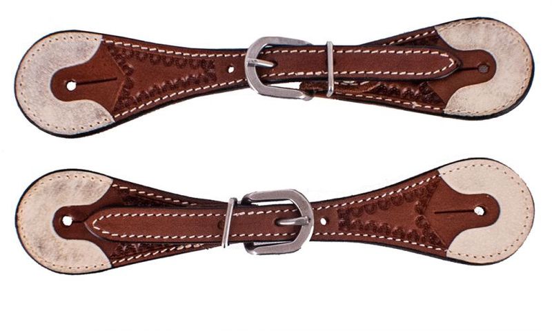Youth Argentina Cow Leather Spur Straps with Rawhide Ends