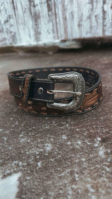 Girl&#39;s Hand Tooled Floral Belt