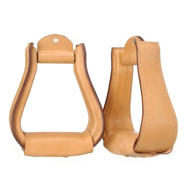 Leather Covered Stirrups, Color: Light Oil