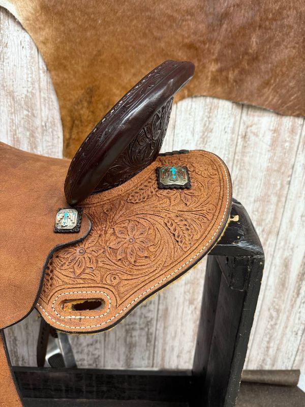 14.5" Wide Fit Circle Y Great Oak Barrel Saddle