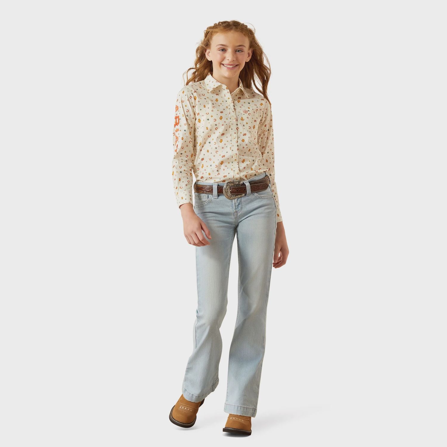 Ariat Youth Girl&#39;s Zoe Fawn Light Denim Trouser Jeans