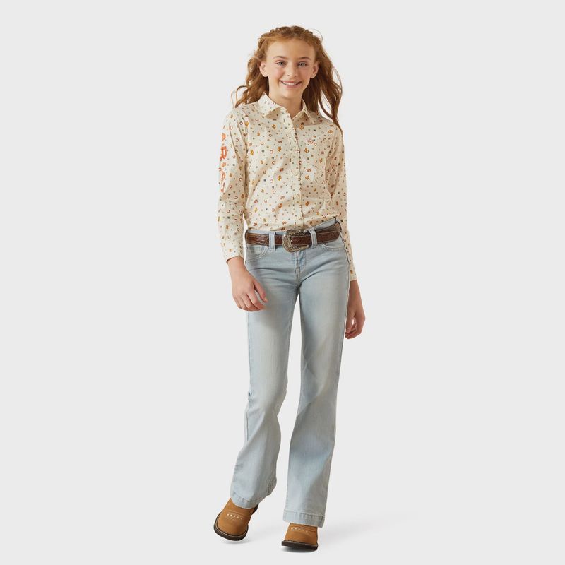 Ariat Youth Girl&#39;s Zoe Fawn Light Denim Trouser Jeans