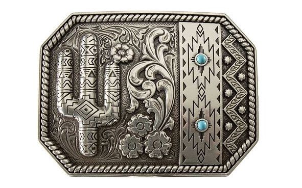 Cactus Turquoise Antique Silver Finish Buckle