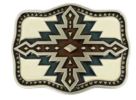 Nocona Belt Co. Rectangle Smooth Edge Aztec Western Buckle