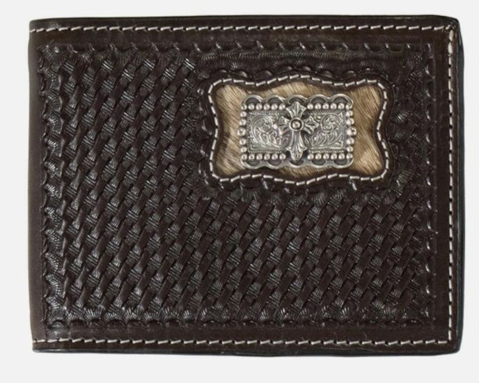 Calf Hair Cross Concho Brown Wallet
