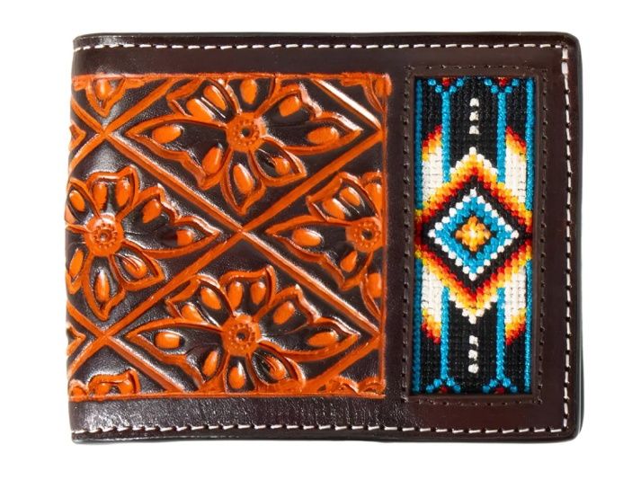 3D Floral Hand Tooled Embossed Bifold Wallet