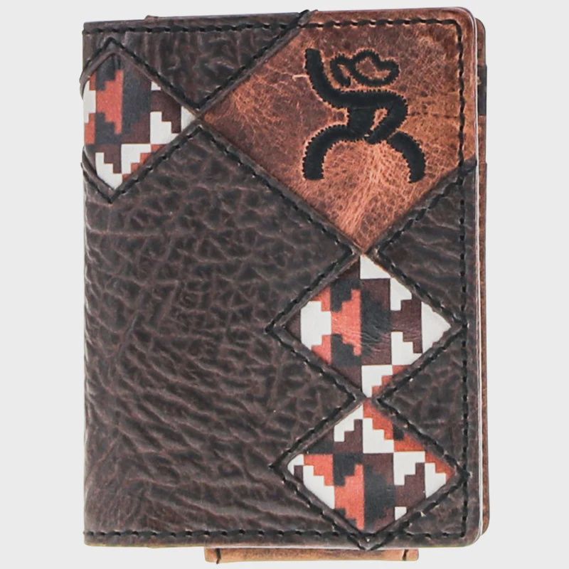 &quot;Tahonta&quot; Brown/Tan Dimond Patchwork Bifold Money Clip Wallet