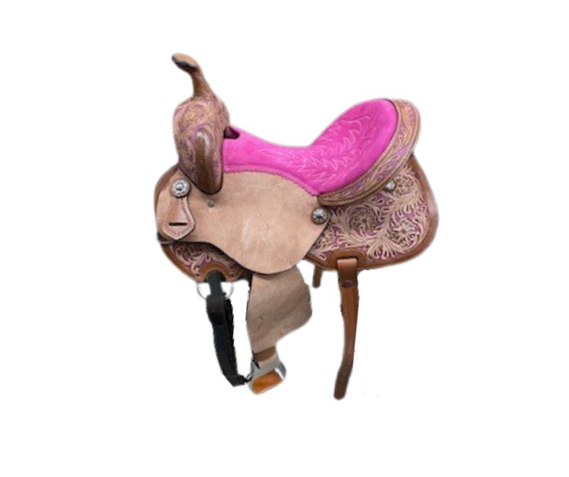 15&quot; Hot Pink Tooled Barrel Saddle