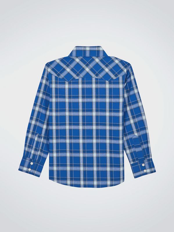 Boy's Wrangler Retro Western Snap Plaid Shirt