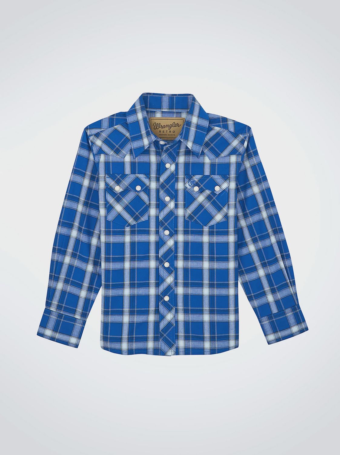 Boy&#39;s Wrangler Retro Western Snap Plaid Shirt