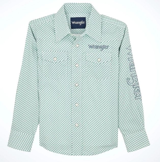 Boy&#39;s Wrangler Logo LS Western Snap Shirt