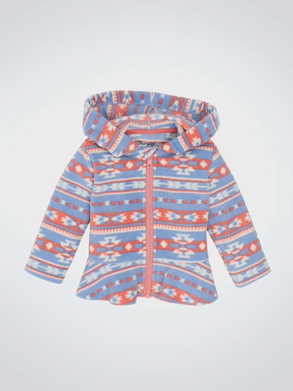 Little Girl&#39;s Ruffle Hem Sherpa Zip Jacket