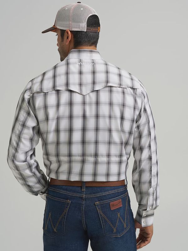 Men's Wrangler Performance Snap LS Plaid Shirt