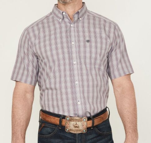 Ariat Men&#39;s Roy Plaid Print Short Sleeve Western Shirt