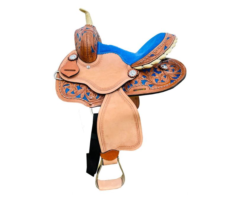 10&quot; Pony Barrel Saddle -Blue Seat withTooling