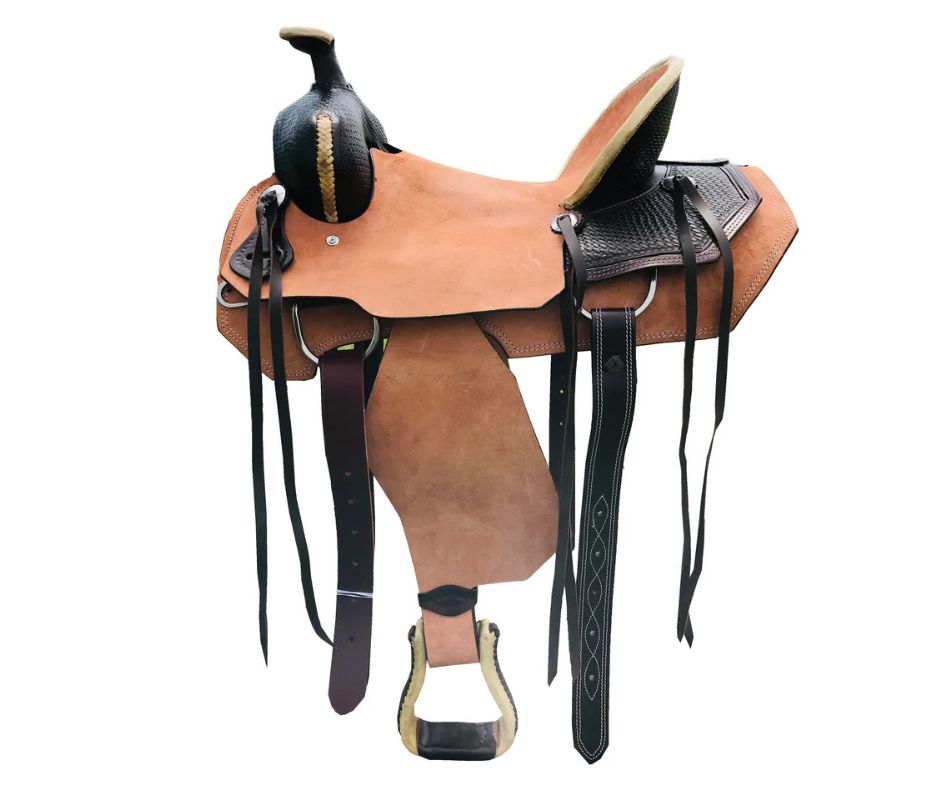 13&quot; Western Roughout All Around Saddle With Basket Weave Tooling