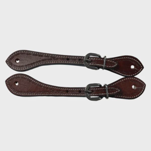 Spur Leather Straps with Twisted Wire Design, Ladies, Color: Chestnut Oil