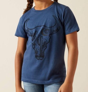 Ariat Girl's Navy Heather Bull Night Sky T Shirt