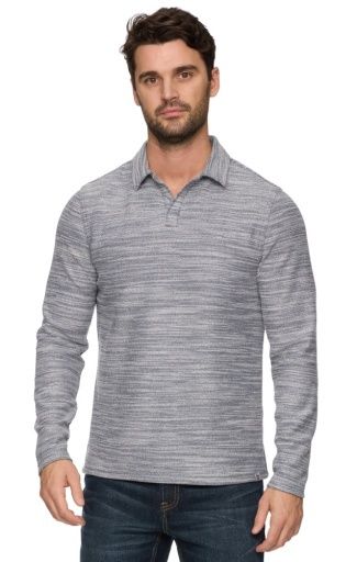 McPherson LS Knit Polo, Color: blue heather, Size: S