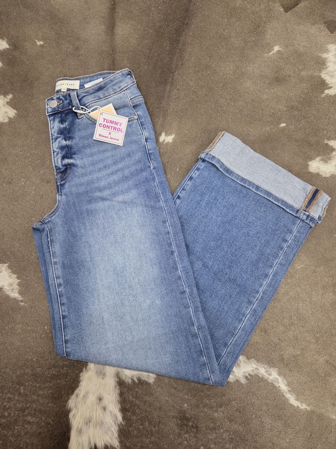 Tummy Control High Rise Wide Leg Cuffed