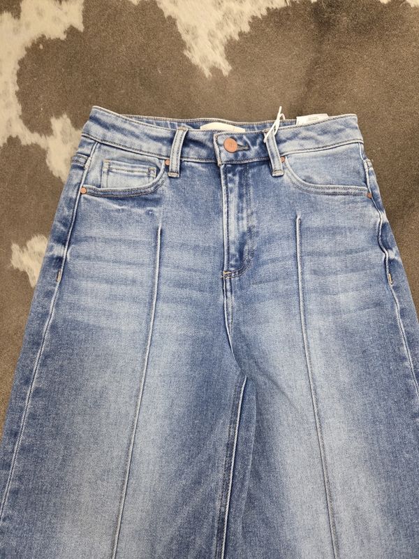 High Waist Wide Leg Pintuck Detail Jeans