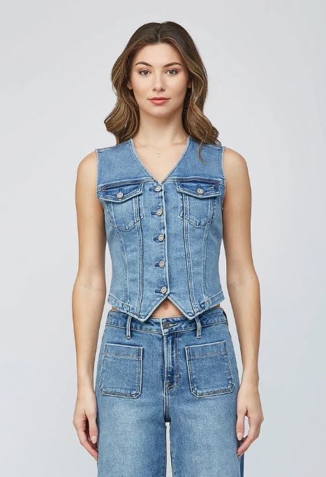 REBEL- Medium Dark Fitted Denim Vest