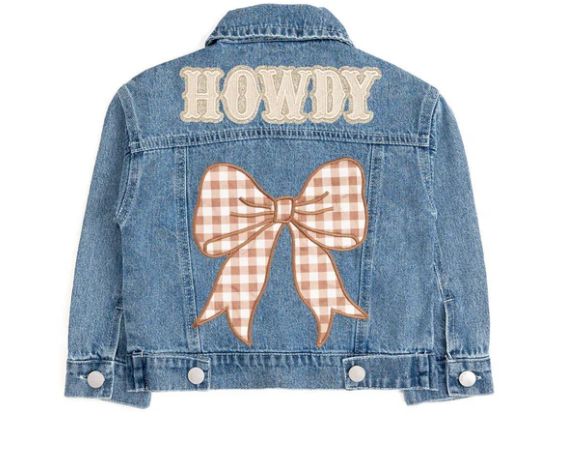 Howdy Gingham Bow Patch Denim Jacket