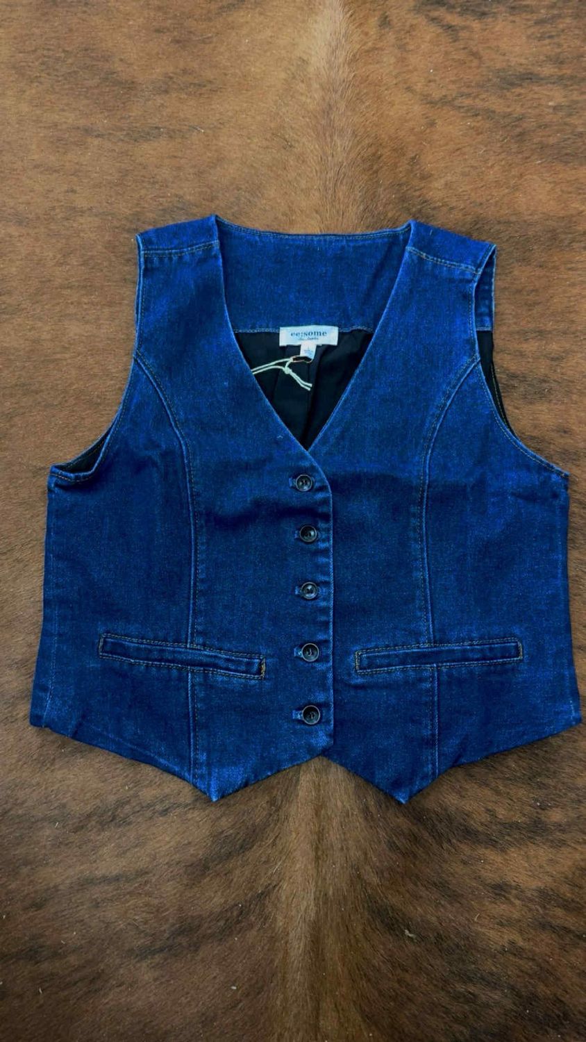 Denim Button Down Vest