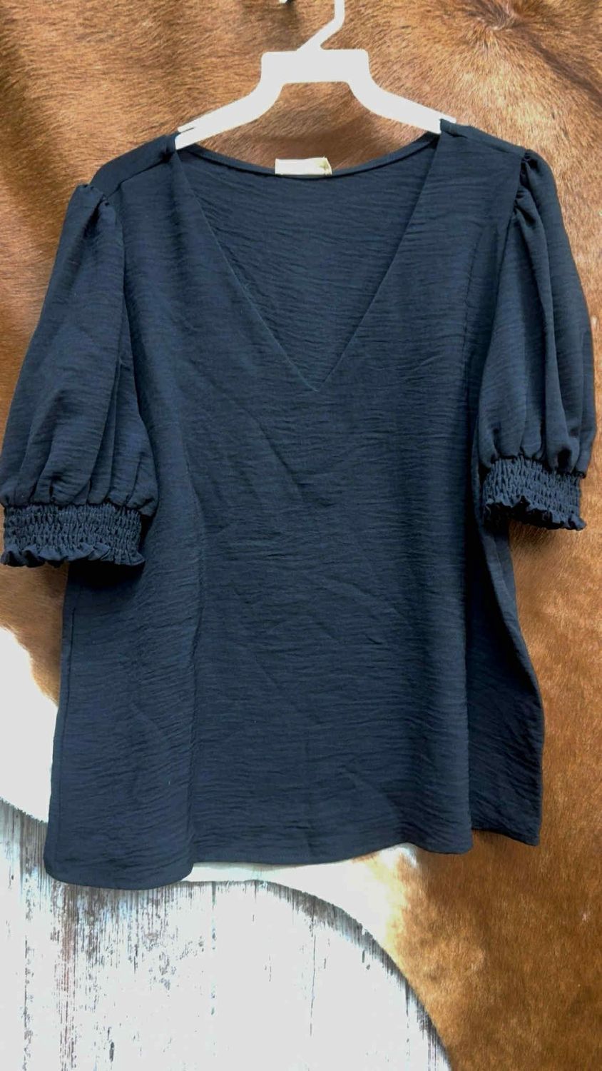 Short Sleeve Smocked Blouse