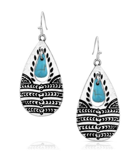 Etched Statement Turquoise Earrings