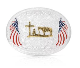 American Made Freedom Buckle with Christian Cowboy