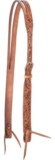 Split Ear Ear Headstall With Antique Leaf Tooling