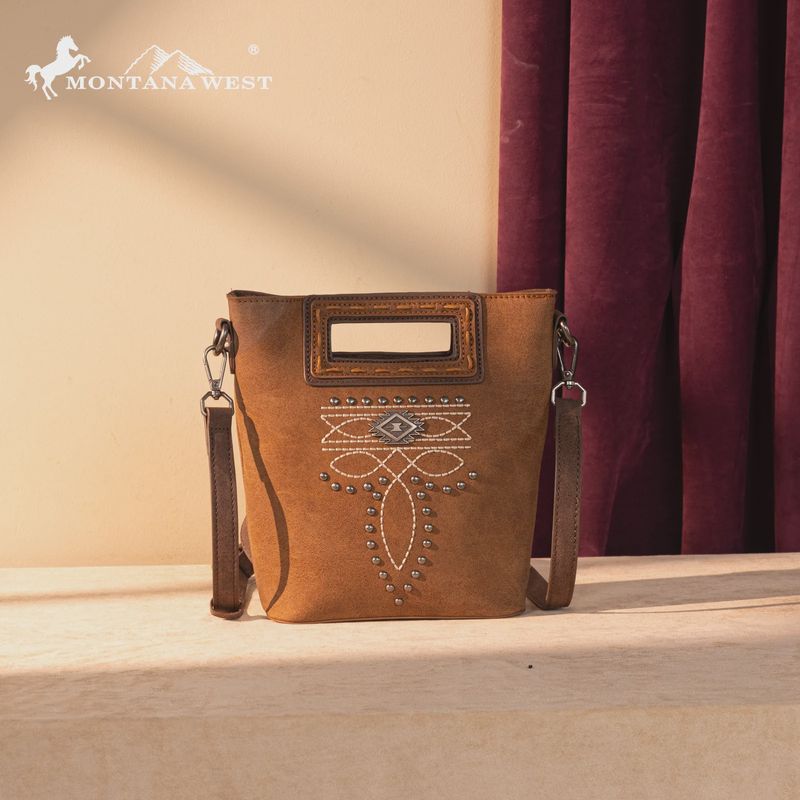 Cut-Out Embroidered Top Handle Crossbody