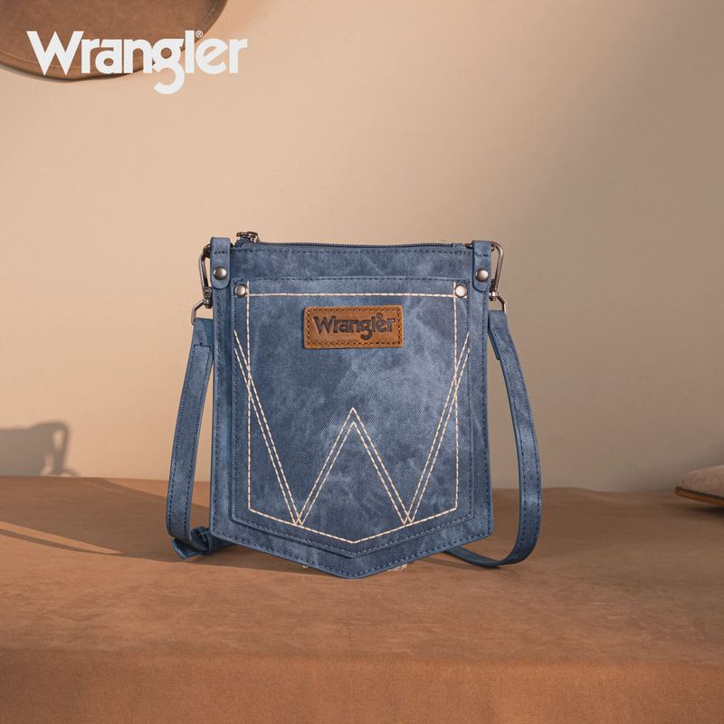 Wrangler &quot;W&quot; Stitch Water Repellent Denim Pocket Crossbody-Various Colors