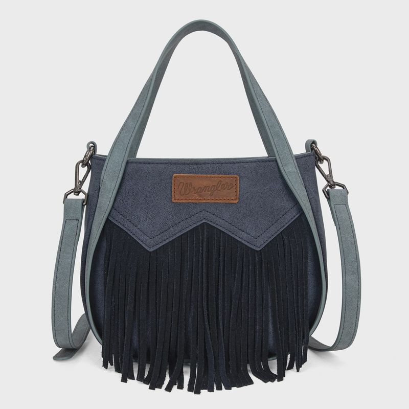 Wrangler "W" Stitch Fringe Two Tone Tote/Crossbody