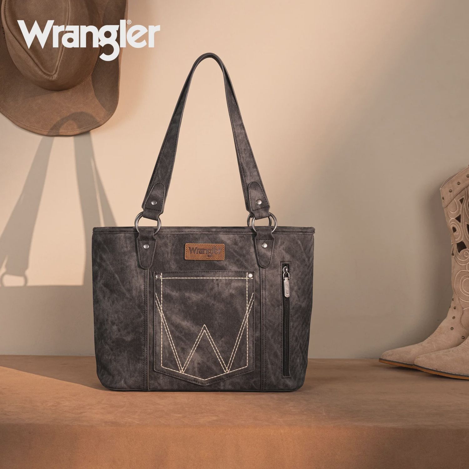 Wrangler &quot;W&quot; Stitch Water Repellent Denim Tote Bag