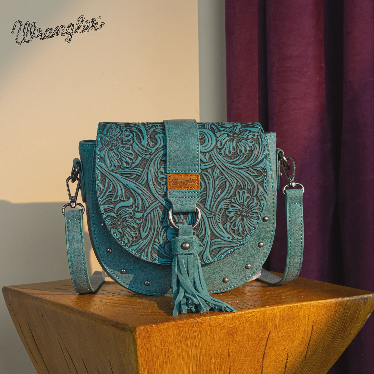 Wrangler Western Tooled Saddle Bag-Various Colors