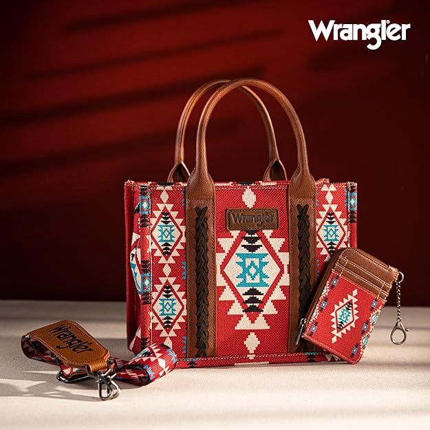 Wrangler Aztec Small Tote/Crossbody and Card Case Set 2Pc