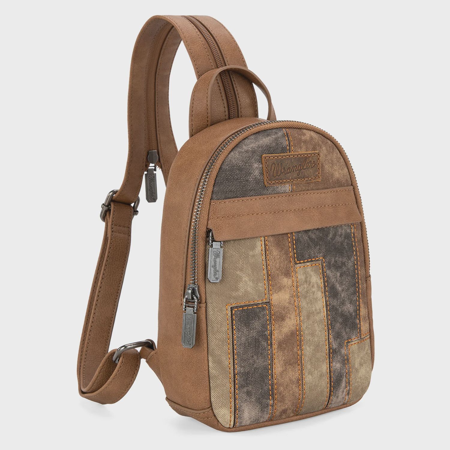 Wrangler Denim Patchwork Mini Backpack with Detachable Coin Pouch