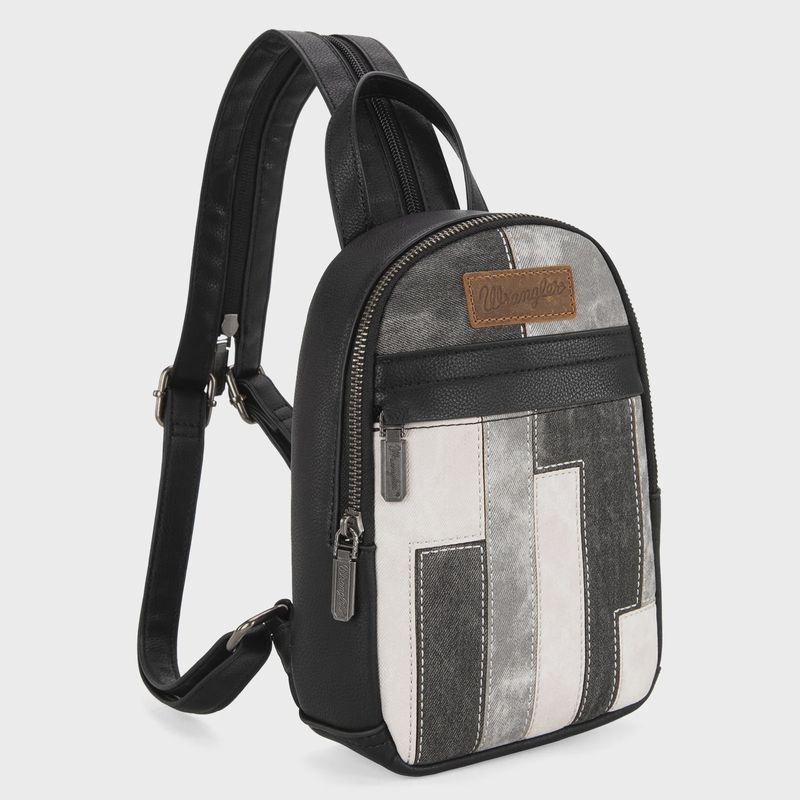 Wrangler Denim Patchwork Mini Backpack with Detachable Coin Pouch