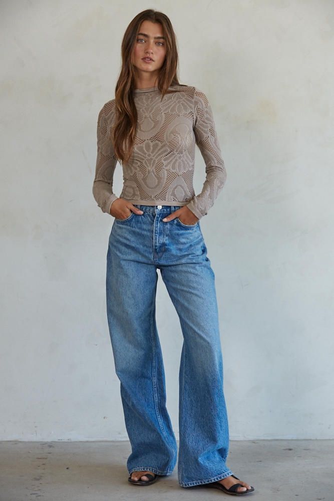Jacquard Fishnet Layering Top