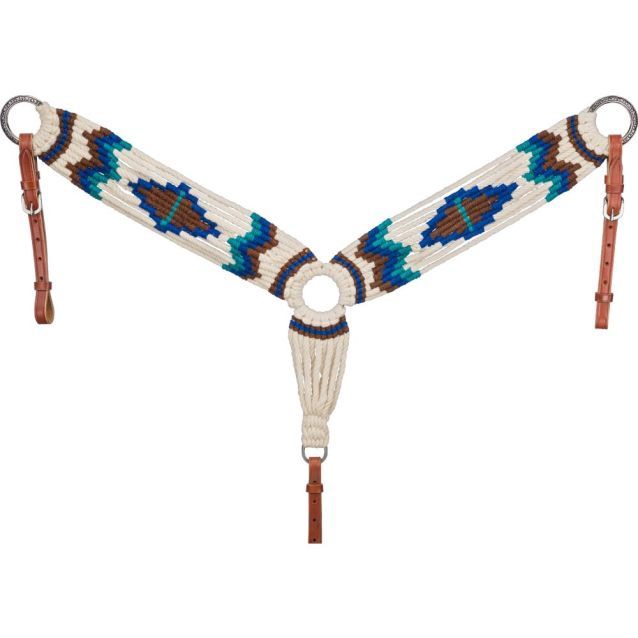Wool String Breast Collar, Color: Cream/Royal/Brown