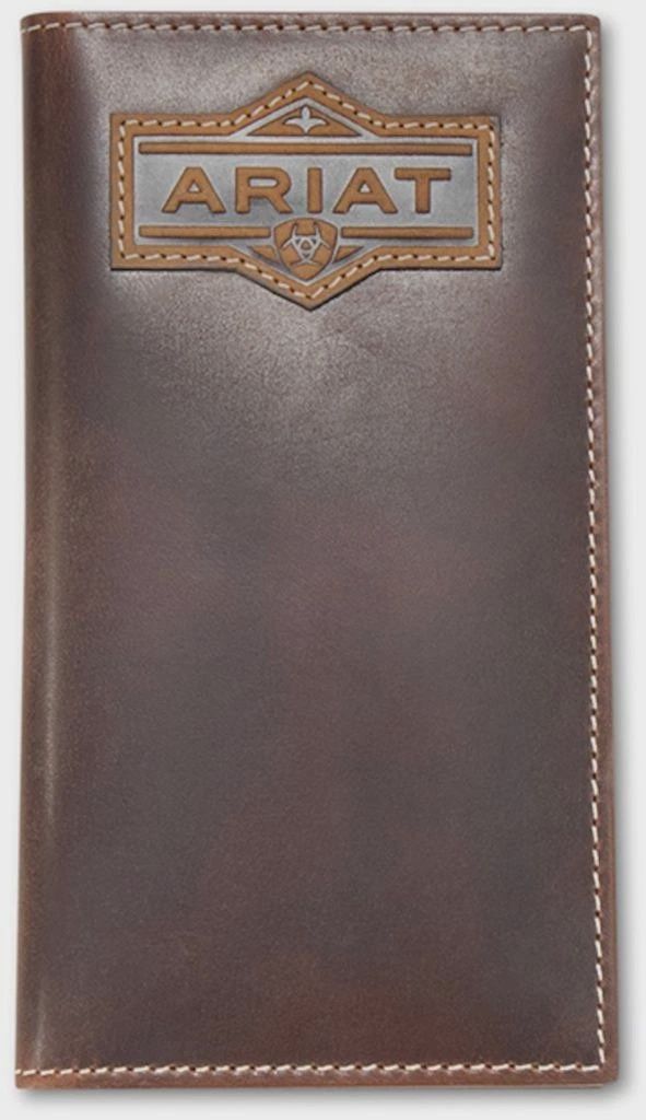 Ariat Western Mens Wallet Rodeo Leather Logo Brown