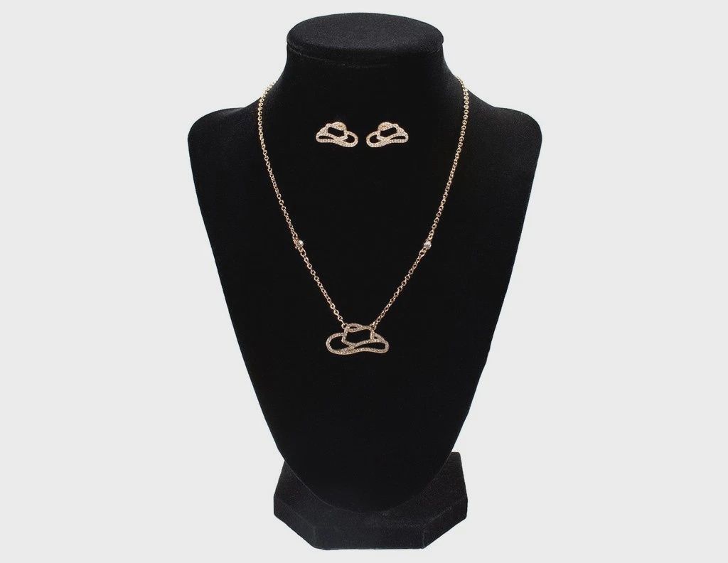 Silver Strike Western Jewelry Set Womens Cowboy Hat Gold