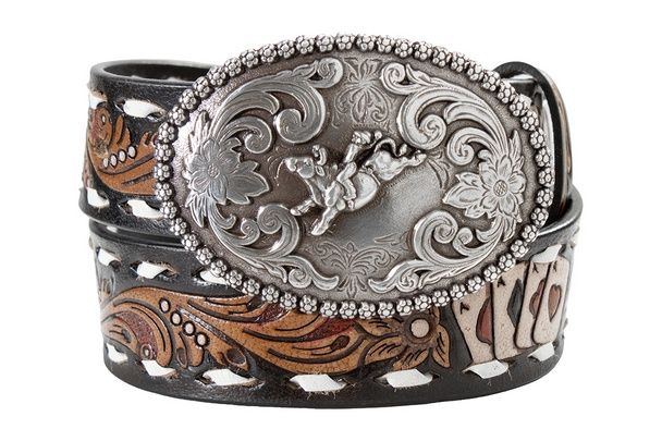 Tooled Aces Western Belt