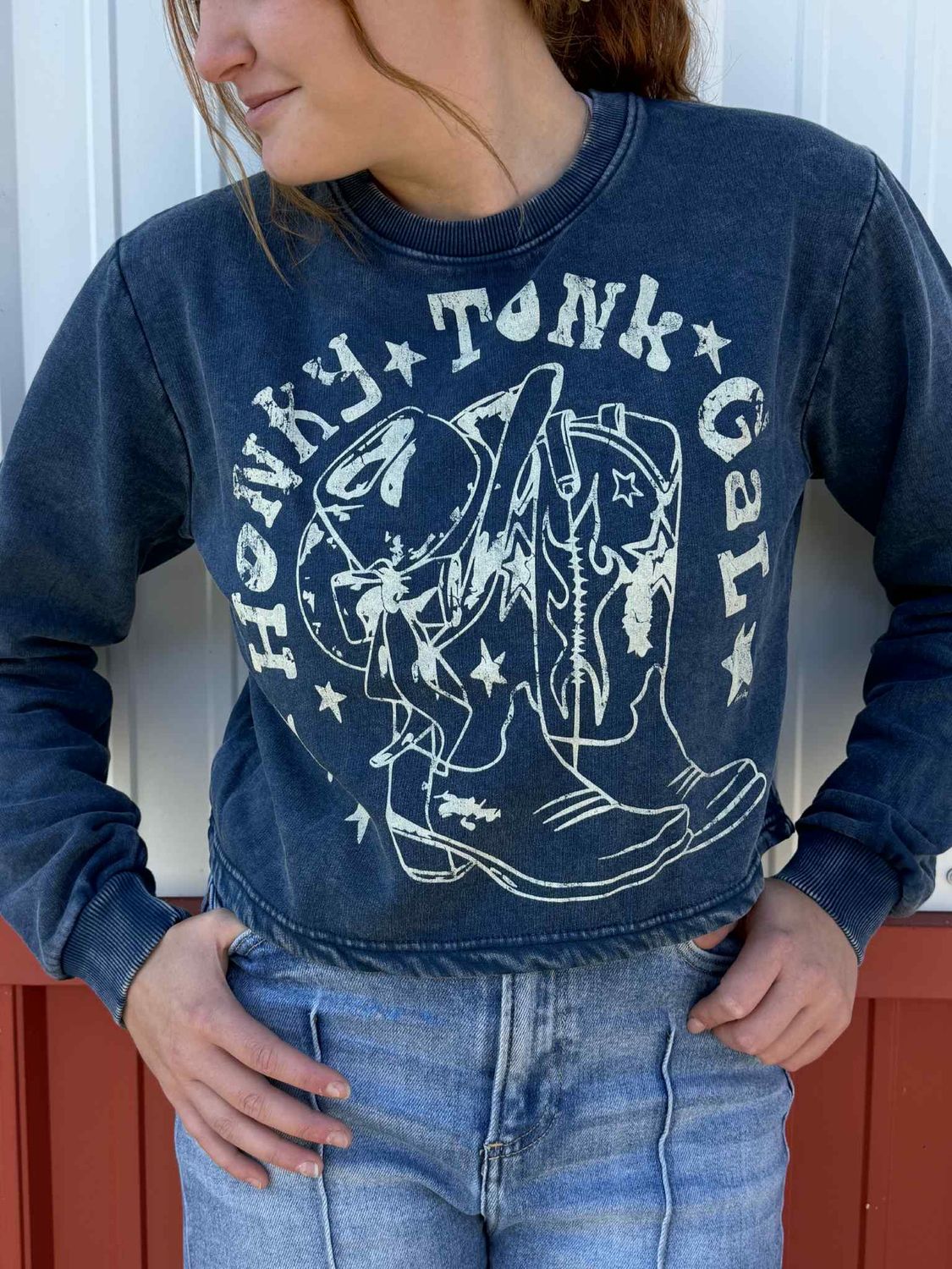 Honky Tonk Boots Crop Sweatshirt