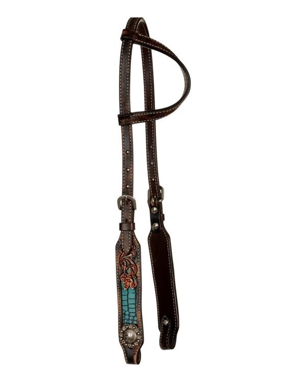 Filigree Turquoise Gator One Ear Headstall