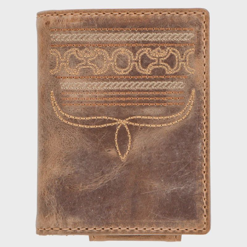 &quot;Dalton&quot; Smooth Brown w/Stitching Bifold Money Clip