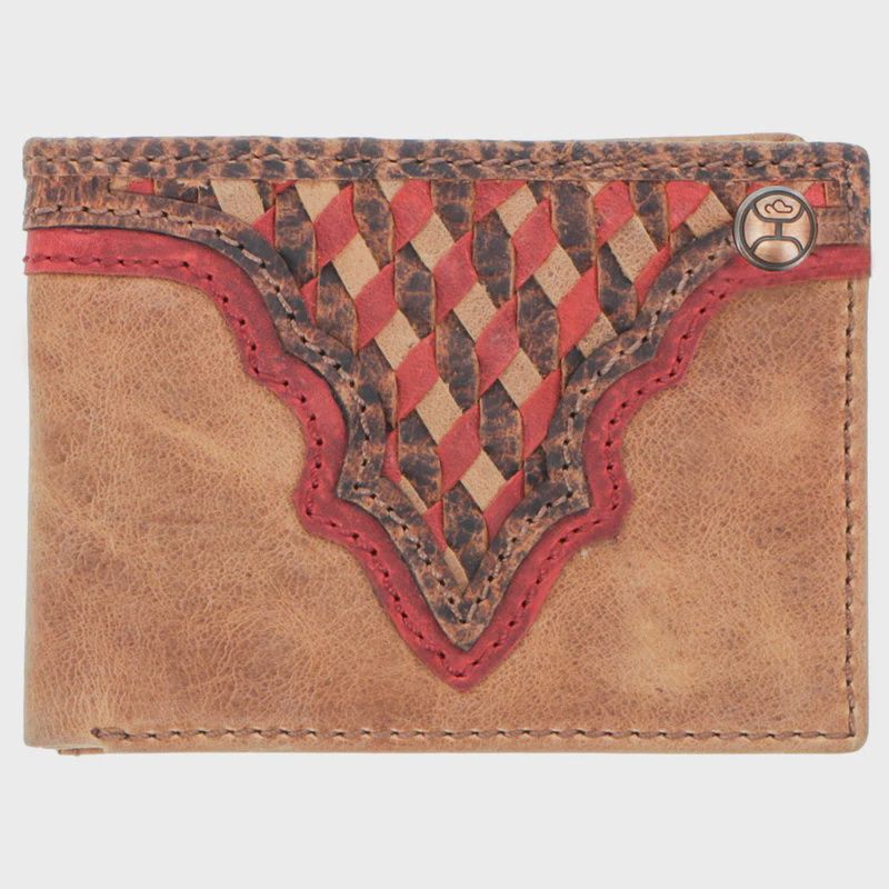 &quot;Whip&quot; Smooth Tan w/Aztec Print Front Pocket Bifold Wallet