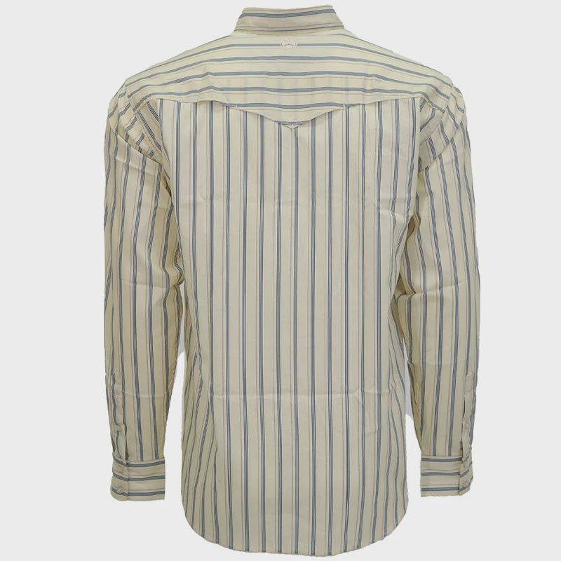 "Maverick" Long Sleeve Pearl Snap Shirt White w/Pin Stripes